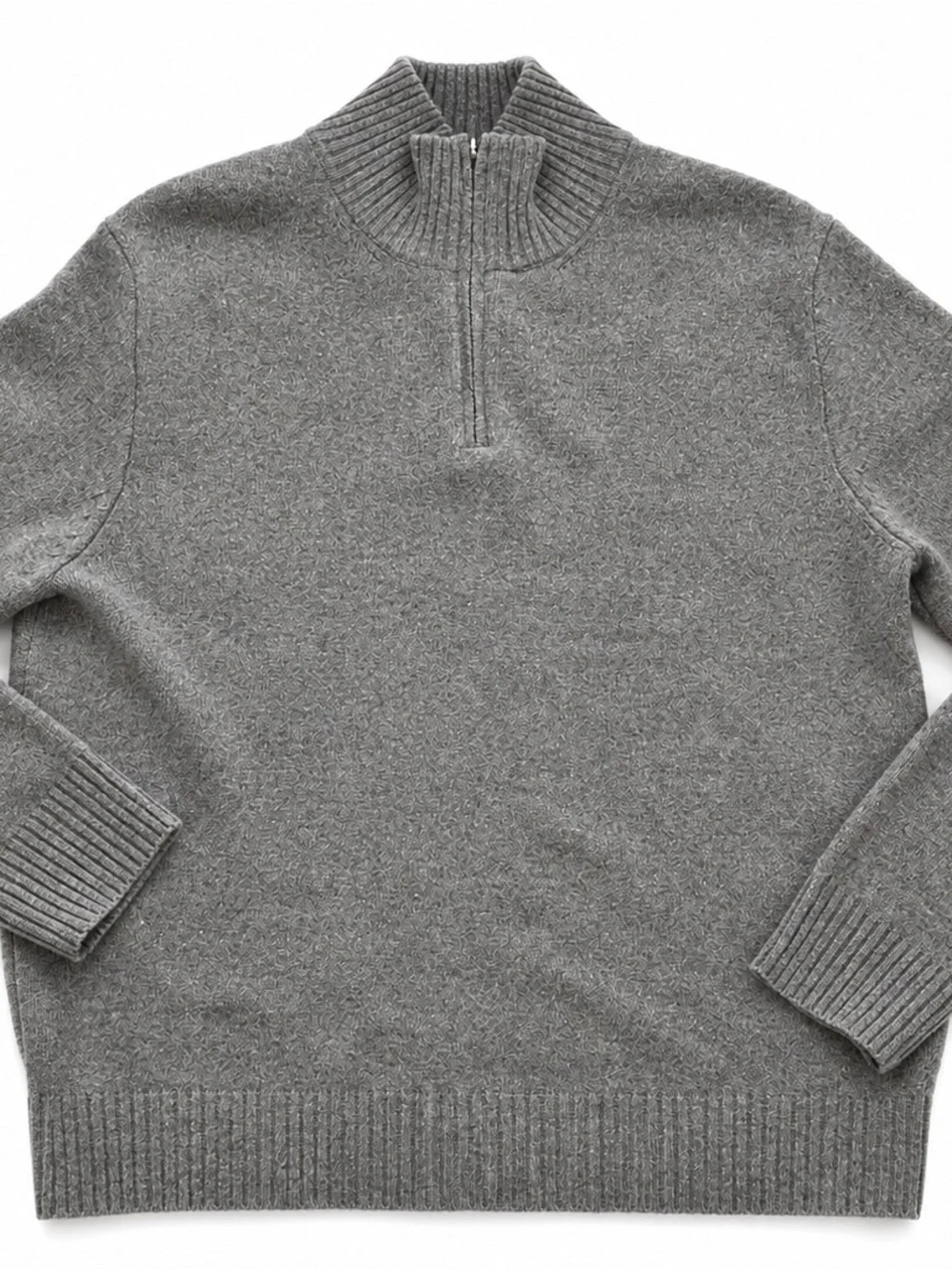 J.Crew Men’s L Gray 100% Lambs Wool Quarter Zip Sweater Mock Neck Pullover